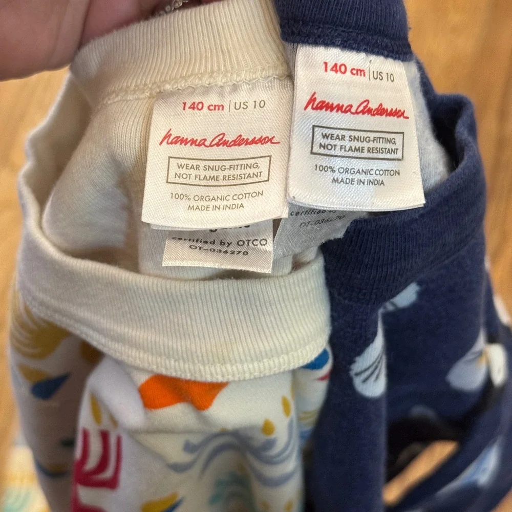 Hanna Andersson Kids 10 Organic Cotton Pajamas Set Hanukkah Arctic Animals 140cm